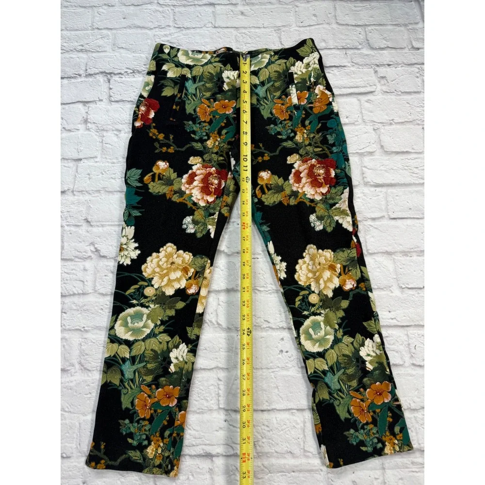 Chico's Brigitte So Slimming Pants Women 0.5 Black Floral Excellent Ankle Crop